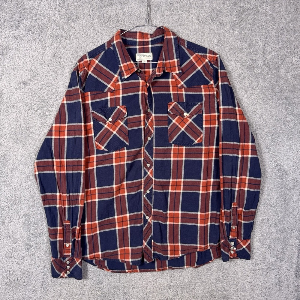Tecovas Shirt Men L Pearl Snap Flannel Plaid Long Sleeve Western Cowboy Workwear